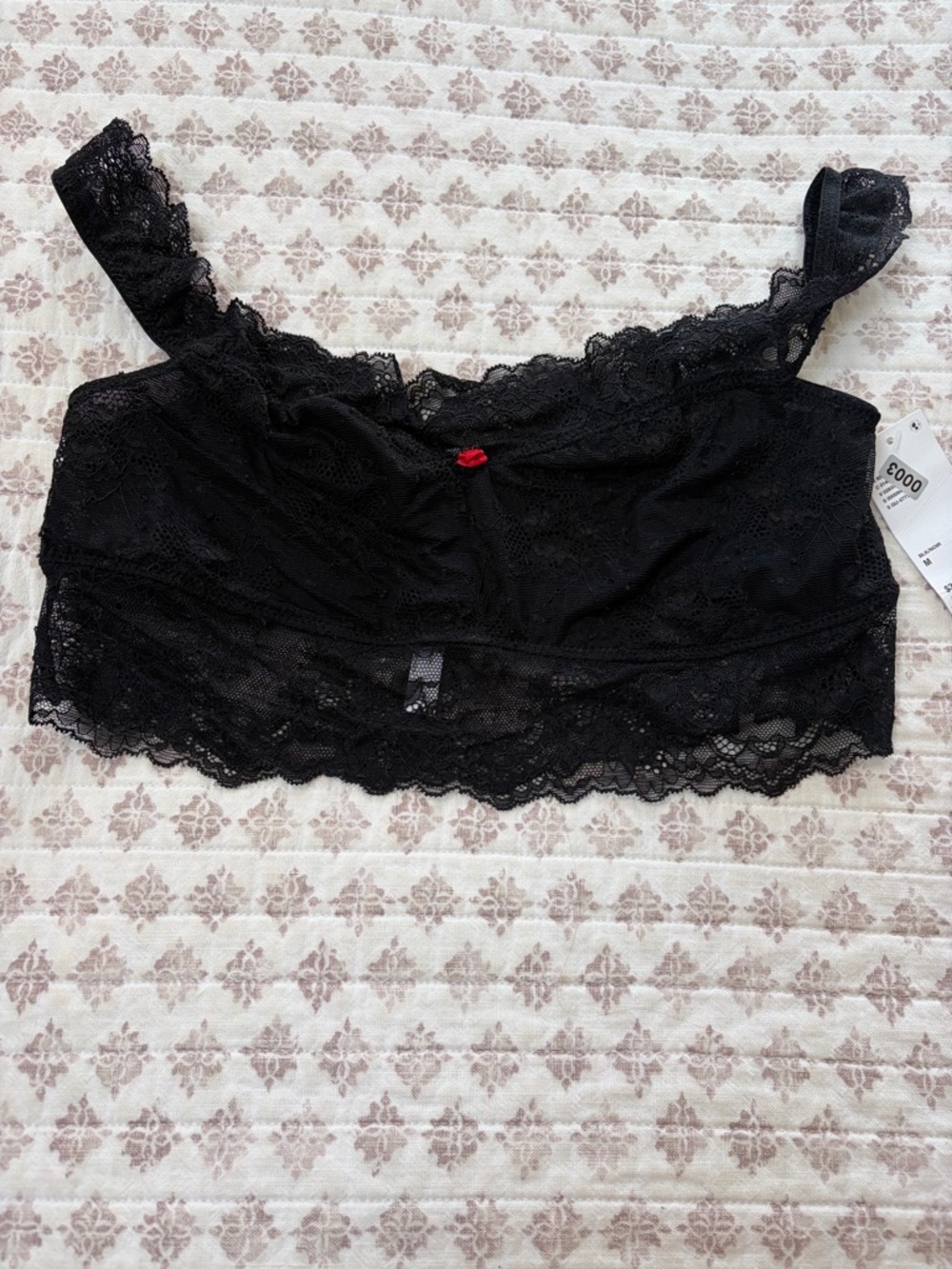 Urban Outfitters Black Lace Bralette with Red Accent